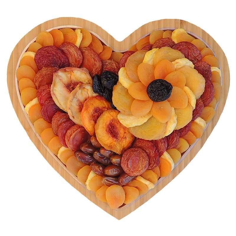 Heart Shaped Bamboo Tray Filled with Dried Fruit - CFV70010_25J