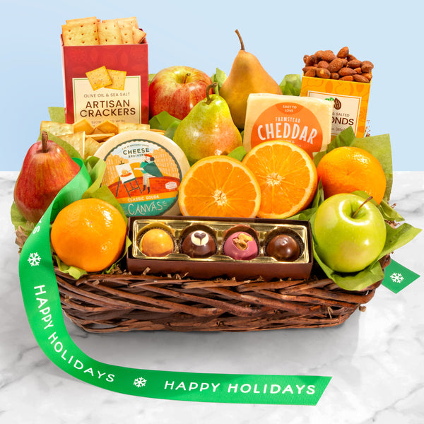 Happy Holidays Classic Deluxe Fruit Basket - CFG4101H_25N