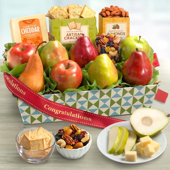 Congratulations Fruit Gift with Cheese & Nuts - CFG8019C_25N