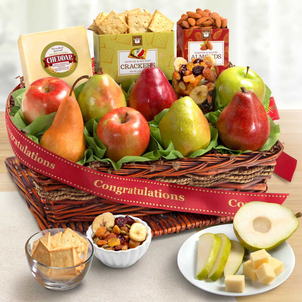 Congratulations Fruit Basket with Cheese & Nuts - CFG8019C_23A