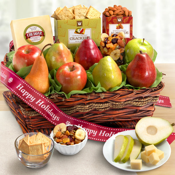 Happy Holidays Basket with Fruit and Cheese - CFG8019H_23N